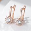 Crystal Flower Golden Drop Earrings for Women White Zircon Wedding Simple Jewelry Bling Earrings Accessories