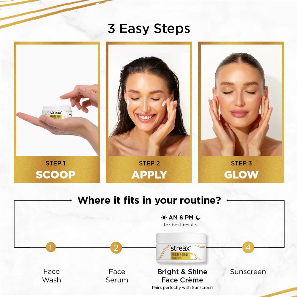 Streax Крем-гель для лица Bright & Shine 50 г для увлажнения, сияния и осветления кожи для ежедневного использования