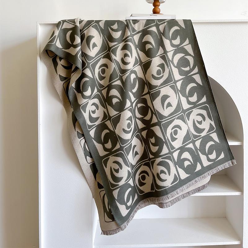 Дизайн Кашемировые женские зимние шали шарф пашминовые накидки женская мода цветочные толстые теплые одеяла эшарп пончо