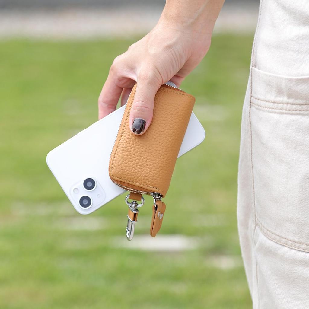 Big Brave Smart Key Holds 2 Double Genuine for Men and Black Case, Keys, Zipper, Leather, Women, Case-ren-4,