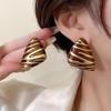 Vintage Zebra Pattern Stud Earrings Fashion Metal Geometric Triangle Dropping Oil Big Earrings for Female Trendy Unique Jewelry Accessories Gifts