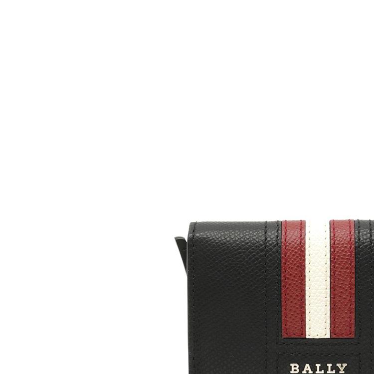 Bally Минималистичный полосатый складной кожаный кошелек для карт Мужской кошелек Черный 6227969