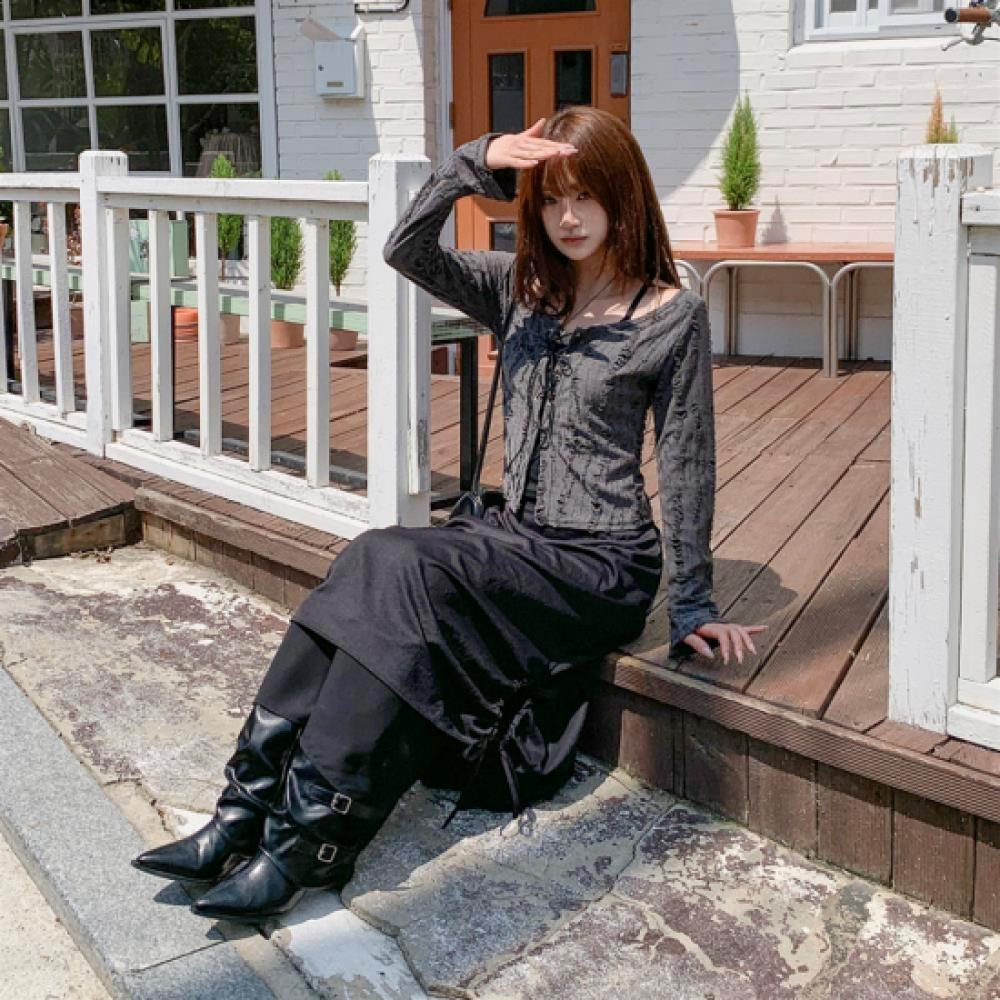 New Arrivals Open Run Women Side Slit Strap Long Skirt
