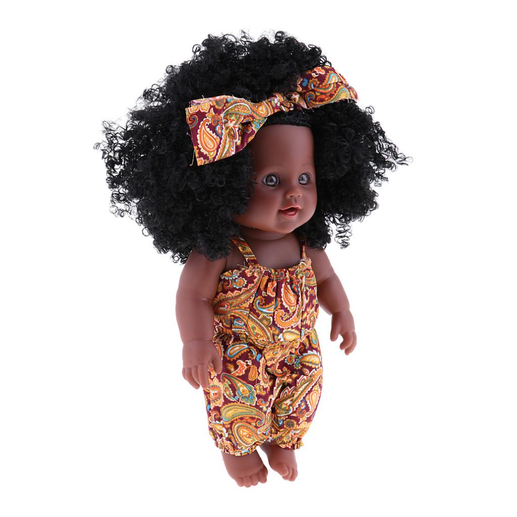 30cm Real Life Baby Girl Doll Vinyl African Newborn