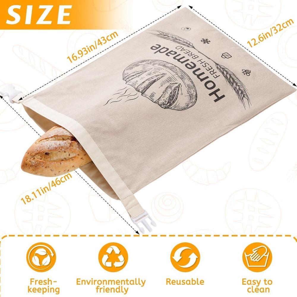2Pack Beeswax Bread Bags,Reusable Organic Linen Bread Bag 17 x 12.6 Inches Food Storage Cloth Bag – Freezer-Friendly & Freshness Preservation