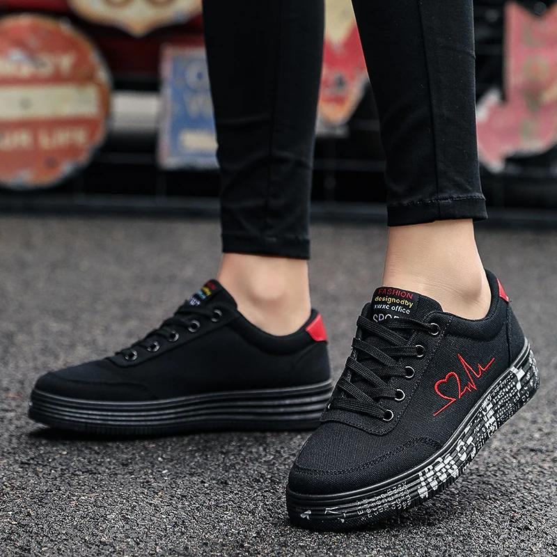 Sneakers Women Black Platform Sneakers Casual Vulcanized Shoes 2024 Autumn Plus Size 35-44 Lover Shoes Zapatillas Mujer Graffiti