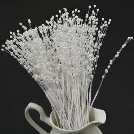 10Pcs/Set Flower Bunch Ravishing for Living Room No Withering Stems Handmade Faux Pearl Bead Spray Wedding Bouquet Beautiful