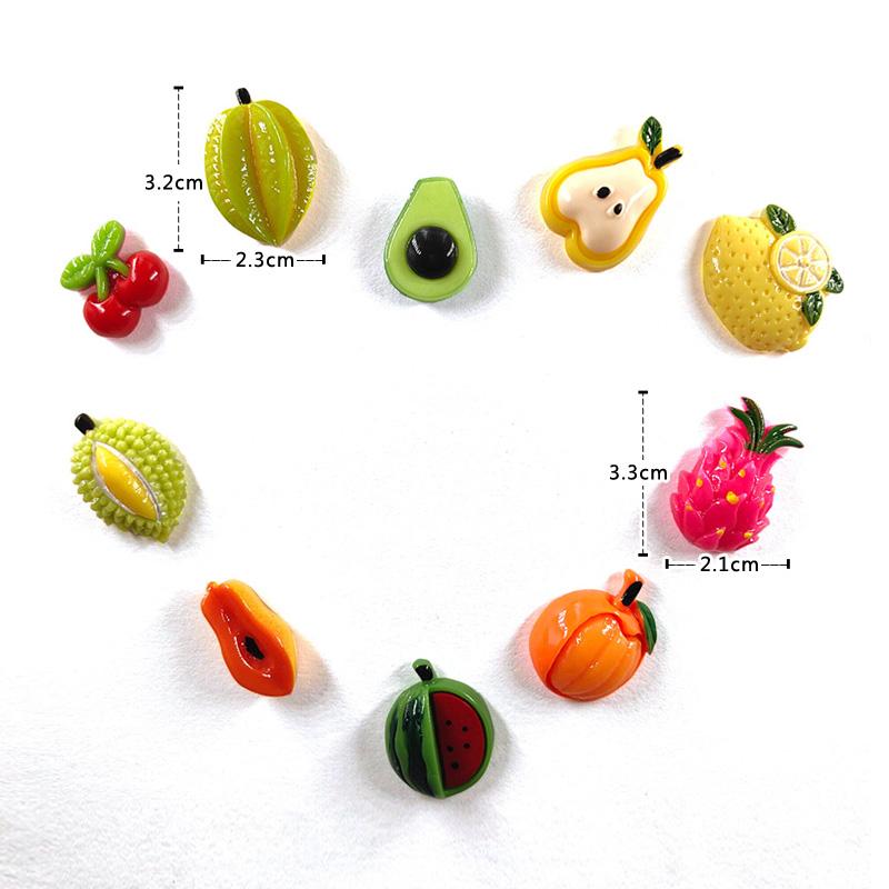 10pcs Fruit Fridge Magnet Durian Avocado Pear Figurine Resin Refrigerator Whiteboard Sticker Diy Decoration Kitchen Accessories