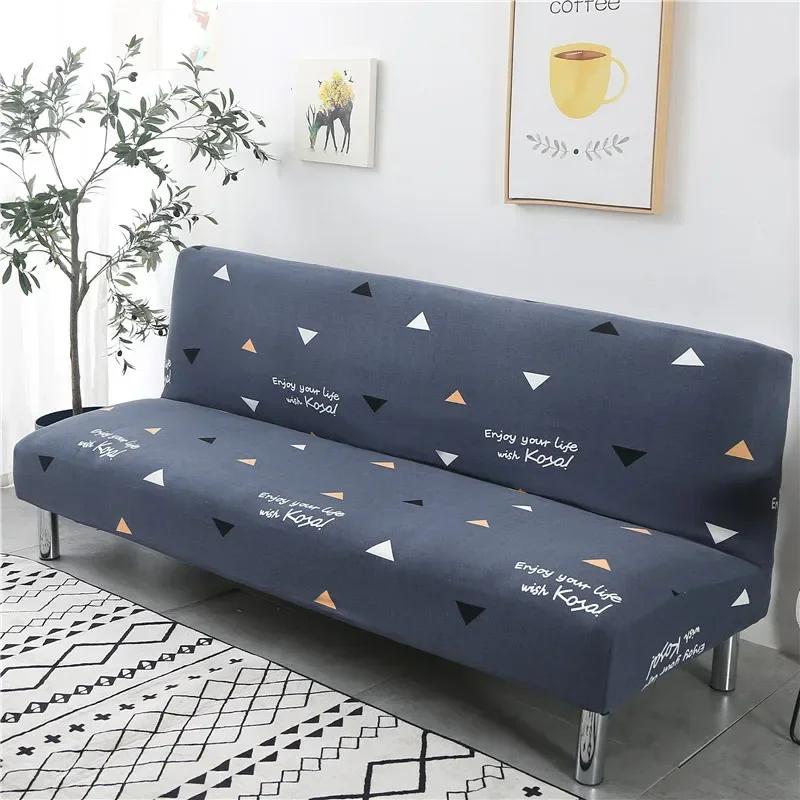 [Stretch Sofa Bed Cover] Spring/Summer Milk Silk Fabric Living Room Armless Folding Sofa Sofa Cover Puf Grande Y Esponjoso