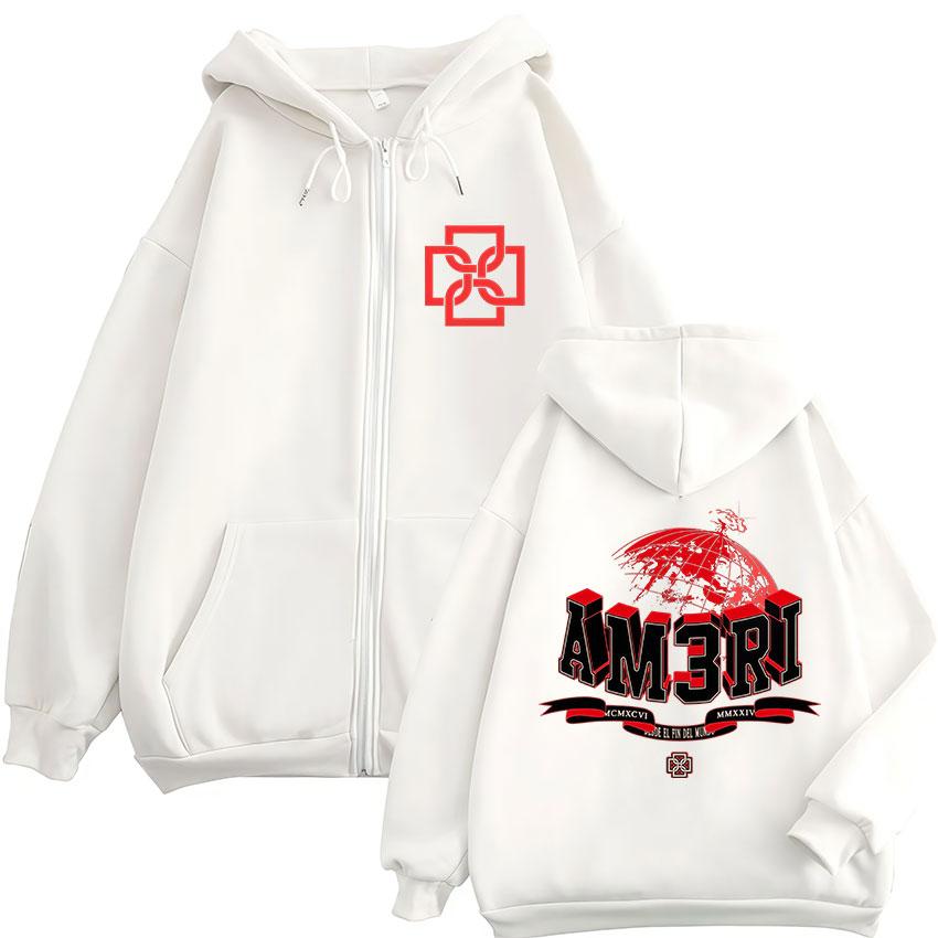 Rapper Duki AM3RI Modo Diablo Zipper Hoodies Men Women Clothing Zip Up Hooded Sweatshirts Fleece Oversized Jacket Coat