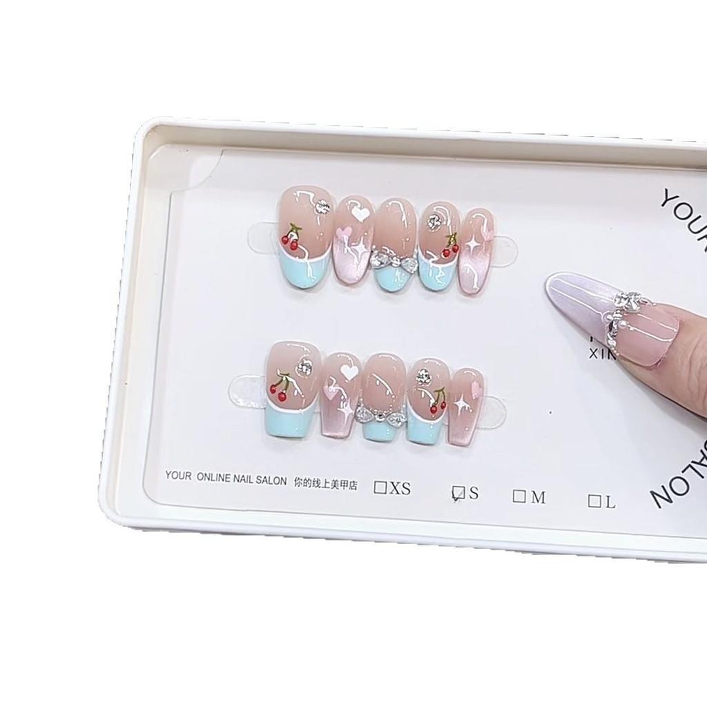 Наклейка для фототерапии ручной работы Cherry Jam с рисунком кошачьего глаза Love, готовая к маникюру