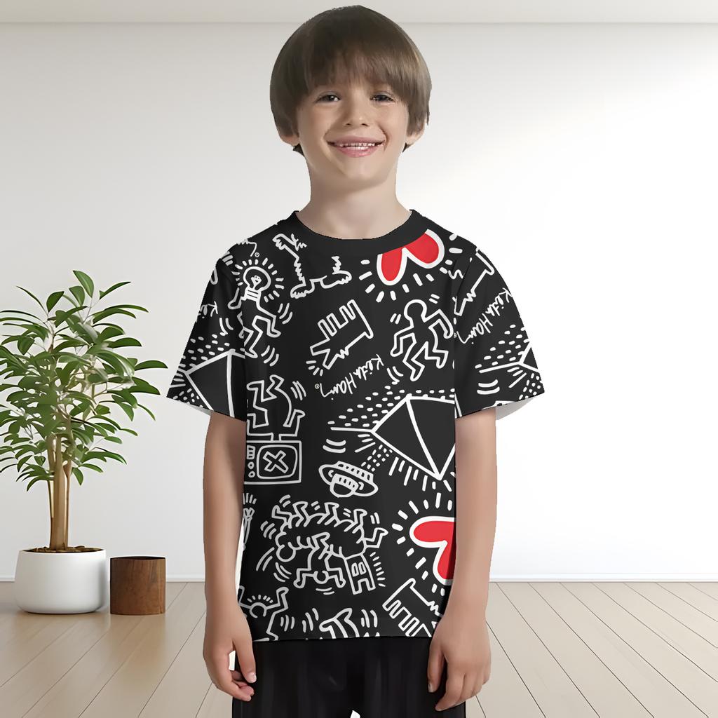 Детская 3D-печать Кейта Харингса Детская одежда от 5 до 14 лет Мужская футболка для мальчиков и девочек Детские рубашки