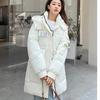 Women's Winter Loose Mid-length Multi-pocket Down Cotton Jacket Solid Color Hooded Bakery Clothes