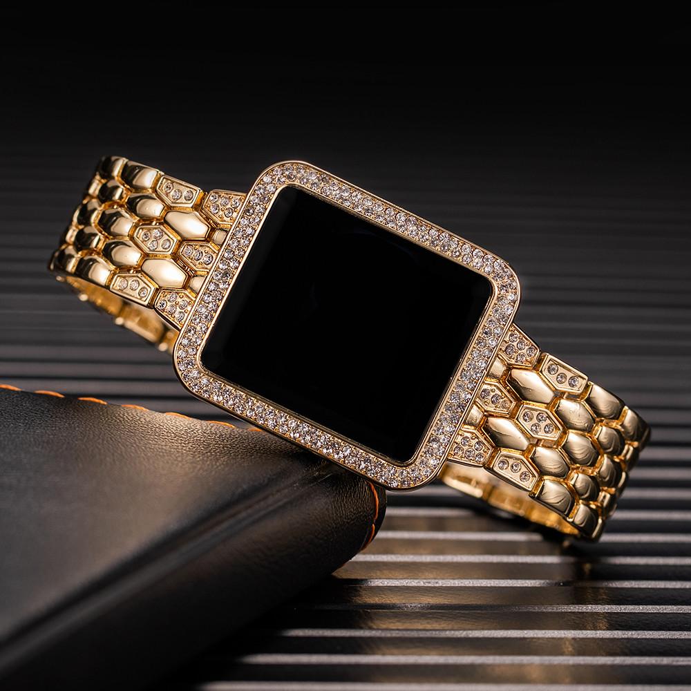 Rhinestone Digital Watch for Women Simple Touch Screen LED Ladies Wristwatch