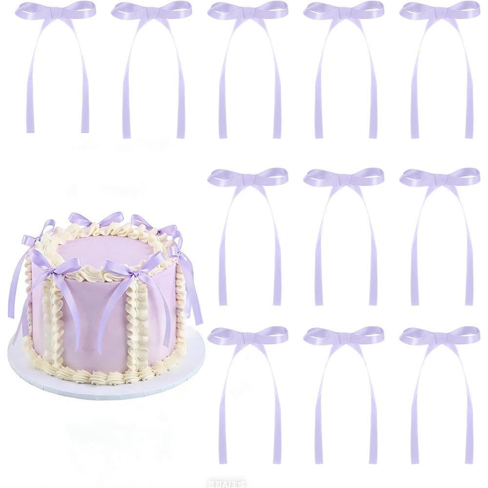 30-Piece Cross-Border Handmade Fabric Ribbon Bow, Cake Decoration, Baking Goddess Valentine's Day Birthday Flower Arrangement