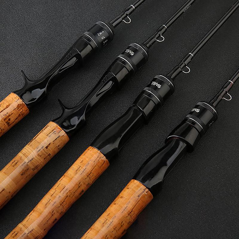 Ultra-Light Fishing Rod Carbon Fiber Spinning/Casting Lure Pole Bait Wt 1.5-9G Line Wt 3-6Lb Wood Handle Fast  Fishing Rods