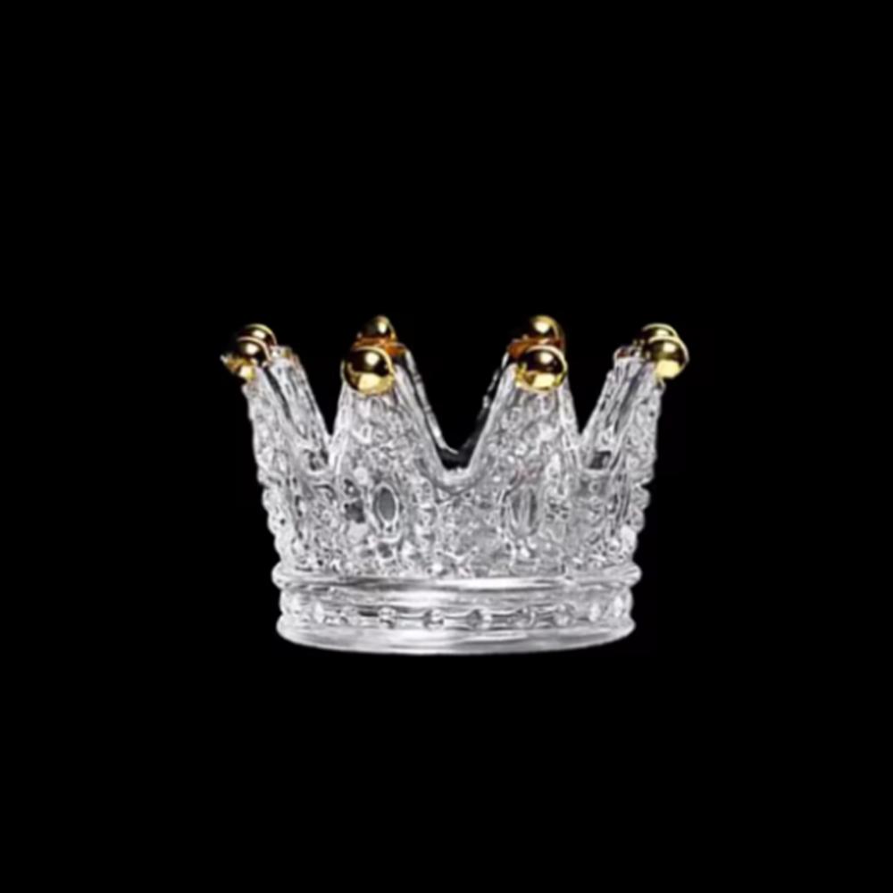 1/2Pcs Exquisite Crown Candle Holders Glass , Creative Candlestick Stand Home Decor