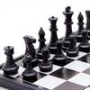 Portable 2-in-1 Chess & Checkers Set with Folding Magnetic Board - Size Medium (Black & White)