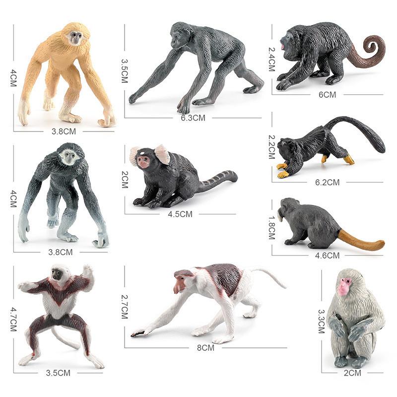 Detailed Pvc Primate Figurine Collection Including Lifesize Monkeys And Lemurs For Display