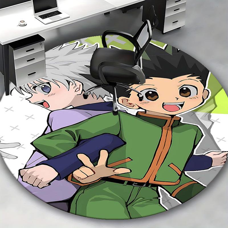 1 шт. Ковер круглый Hunter x Hunter Killua & Gon - Коврик для стула с дизайном из аниме-мультфильма, нескользящий ковер для офиса, домашнего декора, гостиной