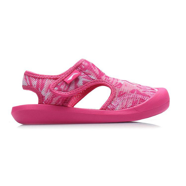 Li Ning Молодежные детские спортивные трендовые нескользящие износостойкие дышащие легкие сандалии детские сандалии розовые YKUQ058-42