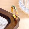 Bohemian-Style Colorful Enamel Flower Rings Classic Gold Plated Ring  Female