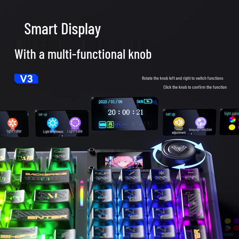 AULA F98Pro V3 Кастомная прозрачная механическая клавиатура