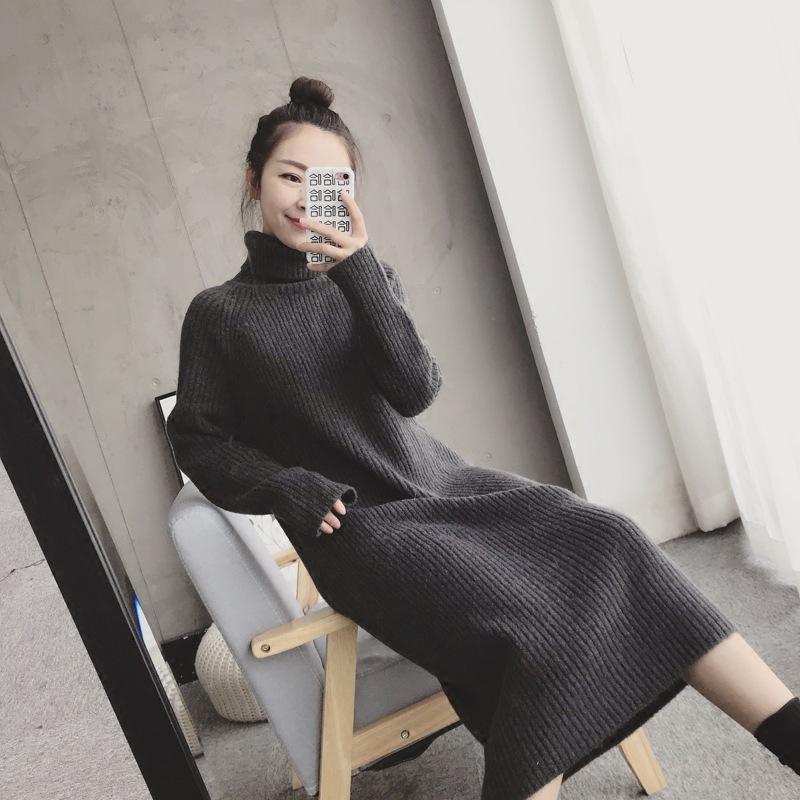 DAFIFY Women's Fashion Casual Fall Winter Solid Color Print Long Sleeve High Neck Sweaters