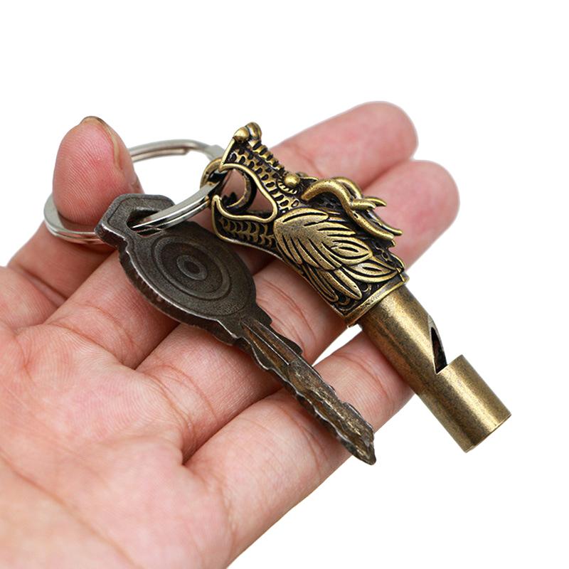 Сунь Укун Латунный свисток Украшения Брелок Подвеска Ретро Декоративные фигурки Голова дракона Медный свисток Сувенир Подвеска для автомобиля