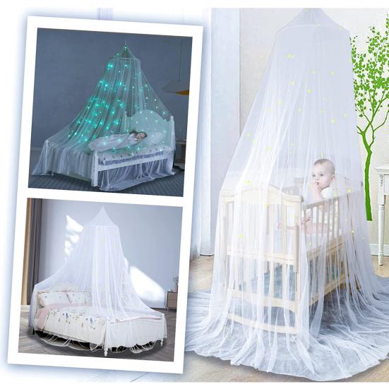 Купольная москитная сетка, простая установка, мелкая сетка, износостойкий балдахин принцессы со звездами, флуоресцентное покрывало, занавеска, товары для дома