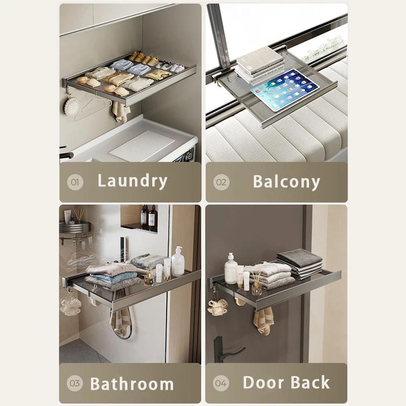 Складная вешалка для одежды, настенная, не оставляющая следов, сушилка для белья с крючками, экономящая место, сушилка для белья на балконе