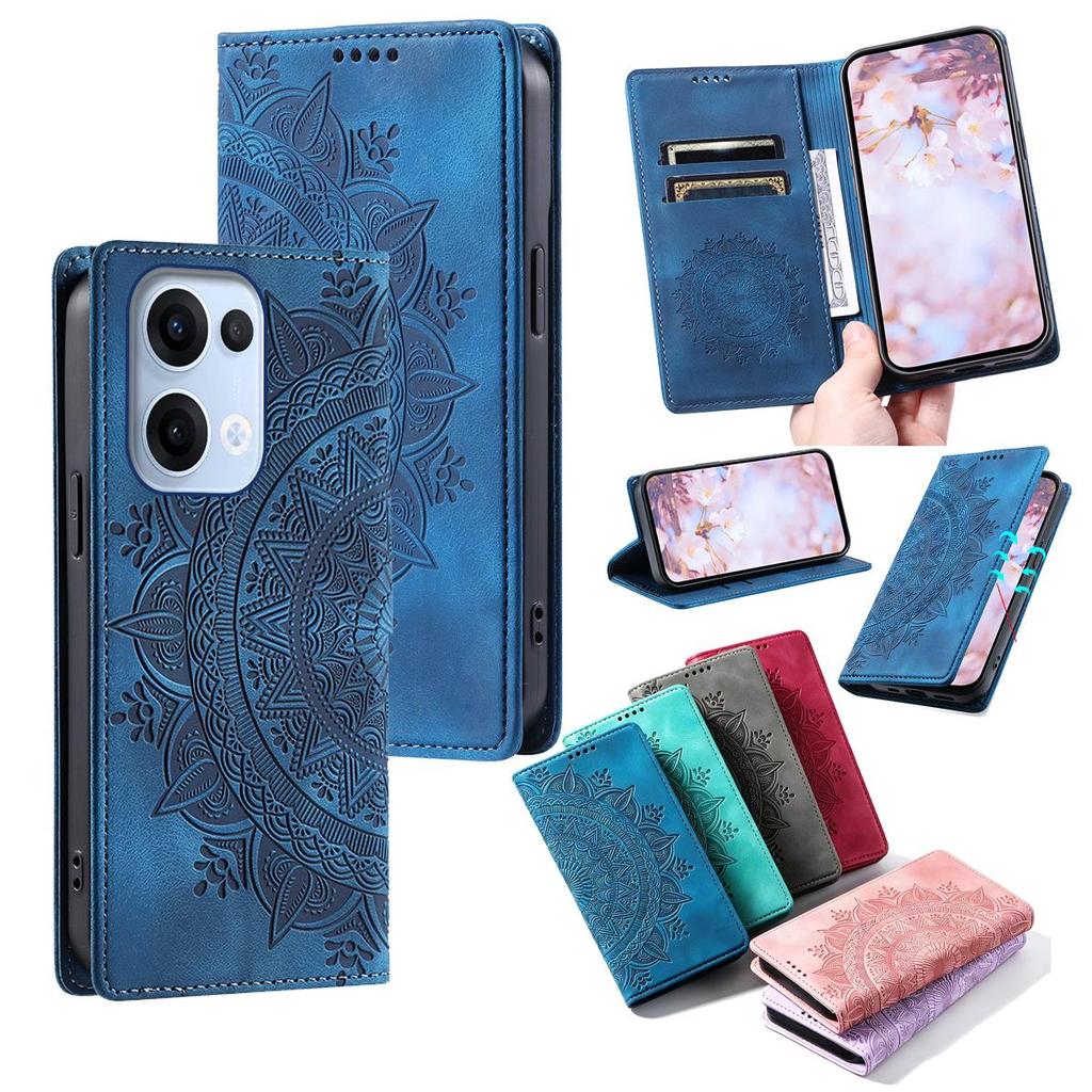 Для OPPO Reno13 5G Чехол-бумажник с тиснением «Мандала» из ПУ-кожи с магнитной застежкой