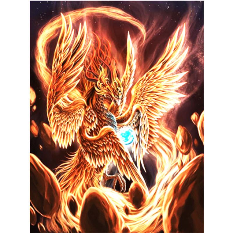 5D DIY Алмазная картина Пламя Феникс Алмазная вышивка Набор для вышивки крестом Полный горный хрусталь Мозаика Домашний декор