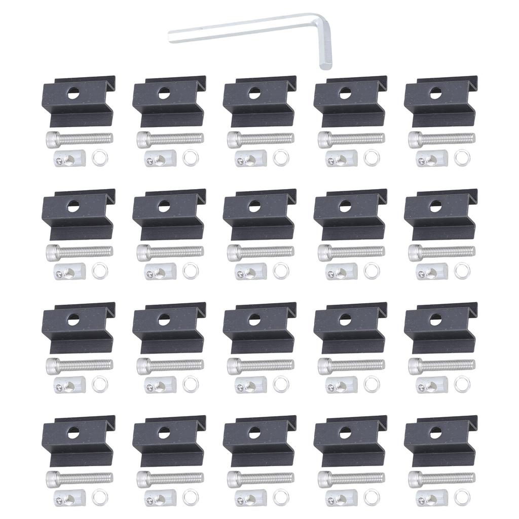 Pack of 20 Solars Panel Mounting Clamps Set Brackets With Screws Accessory for Balconies Power Stations Roof Camping