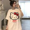 2026 ХеллоКитти Sanrio Печатная Хлопковая Футболка Летний Мультяшный Дизайн Детская С Круглым Вырезом Модная Свободная Посадка Повседневная Одежда