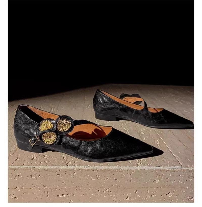 Модная женская обувь на плоской подошве 2025 Весна Осень Французская мода Новые лоферы с острым носком Женская обувь класса люкс