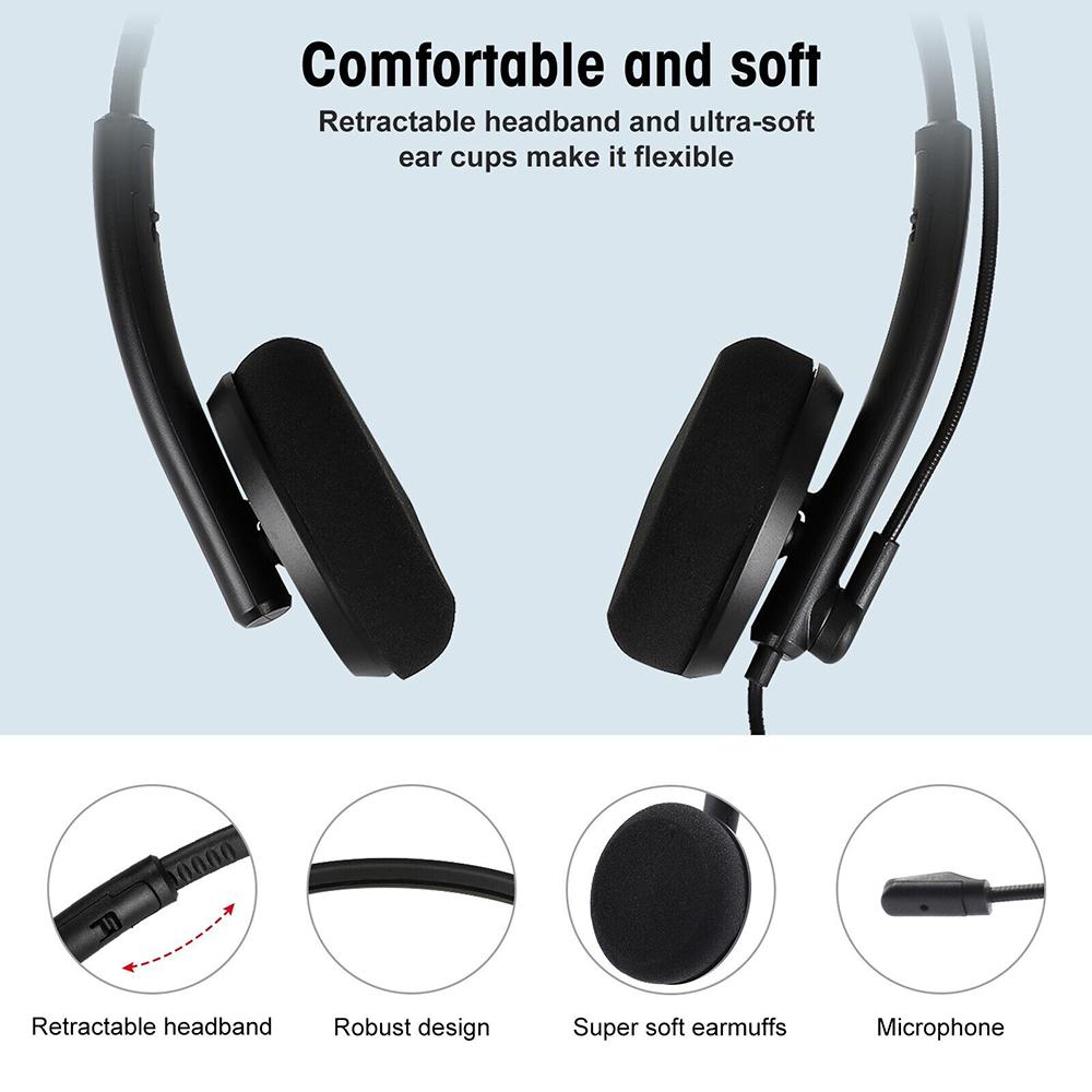 Проводная USB-гарнитура для колл-центра с шумоподавлением, вращающимся на 270° микрофоном, деловые наушники с громкой связью для ПК, домашнего офиса