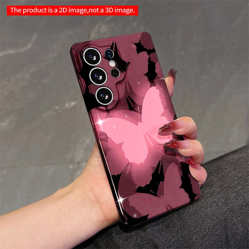 2DFlat Samsung phone case Pink Butterflies Night Glow Phone Case Applicable to Galaxy S22 S23 S24 S25ULTRA S26 A12 A13 A14 A15 A16