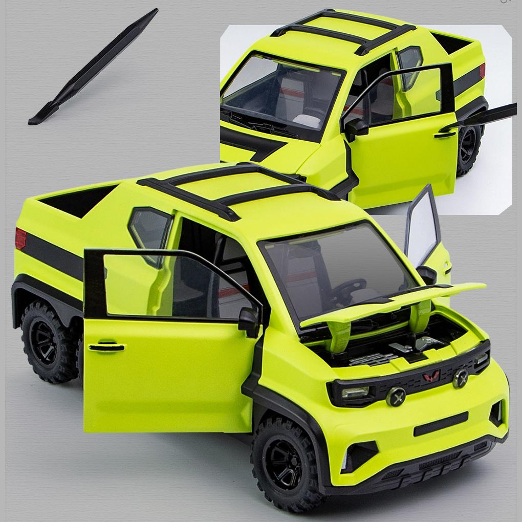 Масштаб 1/18 WULING MINI EV 6X6, литая под давлением модель автомобиля, игрушечный автомобиль с откатным механизмом, звуком и светом для детей, коллекция подарков для мальчиков и девочек