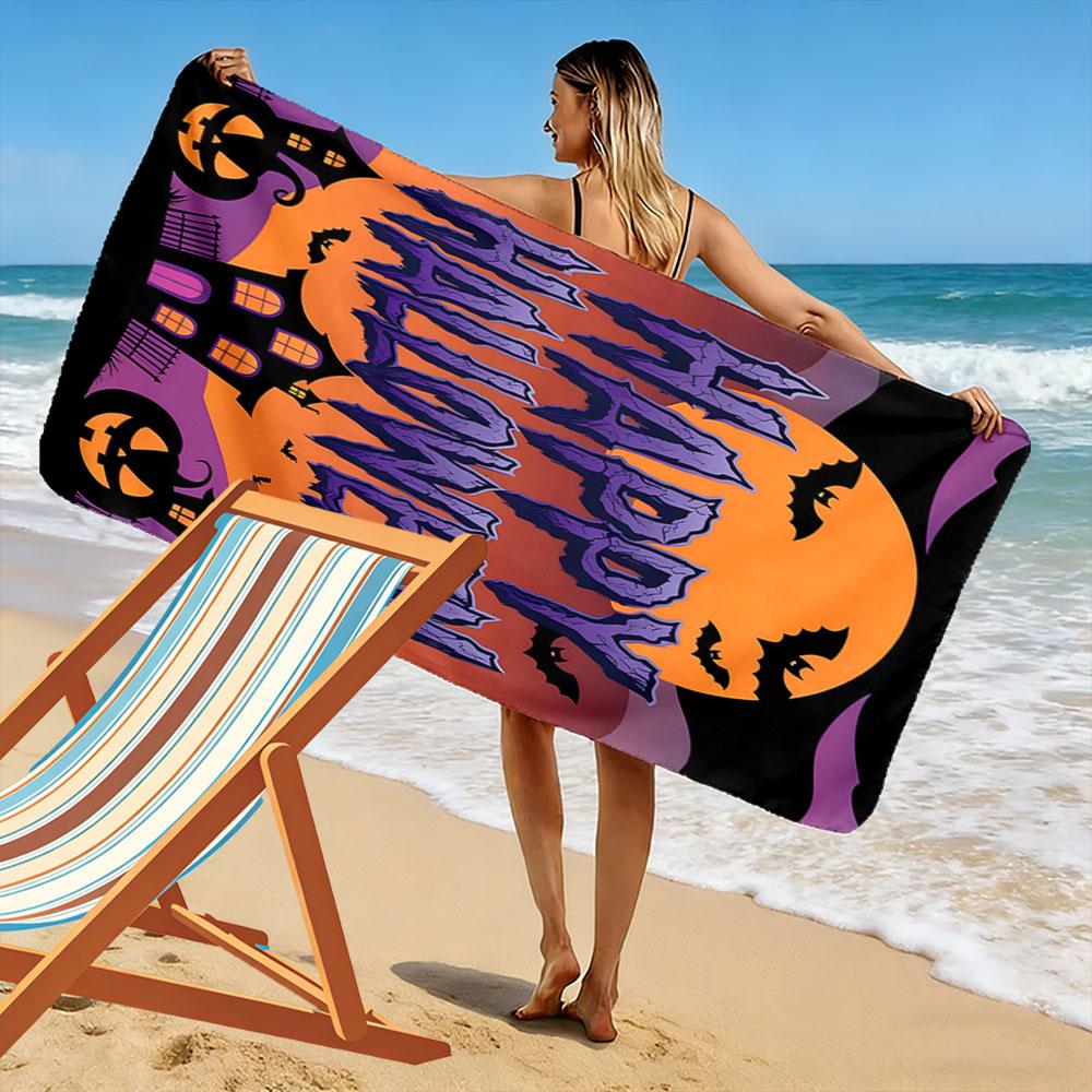 Haunted moonlit charm Print beach towel, quick drying, suitable for travel, outdoor sports, jogging, the beach and swimming, gift