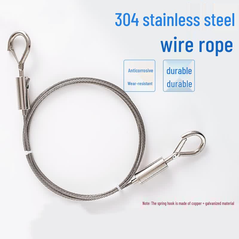 Industrial Grade 304 Stainless Steel PVC Coated Wire Rope with Spring Hooks
