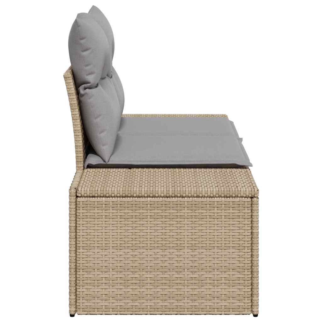 Garden Sofa with Cushions Beige 184 x 62 x 69 cm Poly Rattan