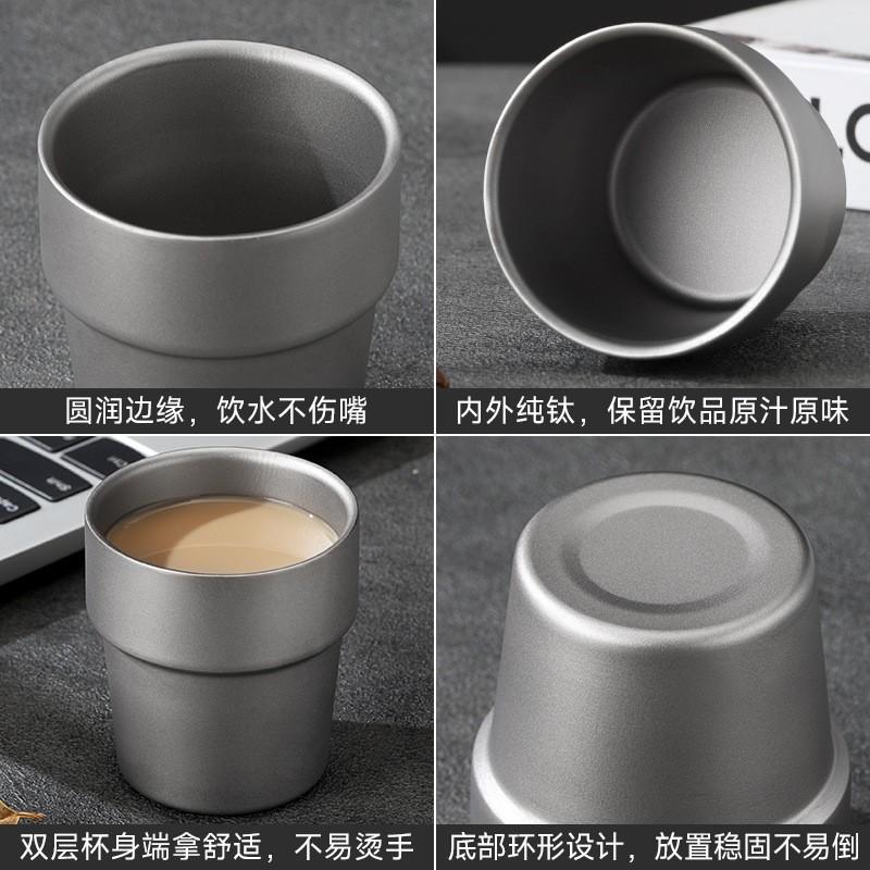 Food Grade Pure Titanium Double Wall Insulated Coffee Cup Travel Mug Outdoor Tea Brewing Lightweight Portable 150ml