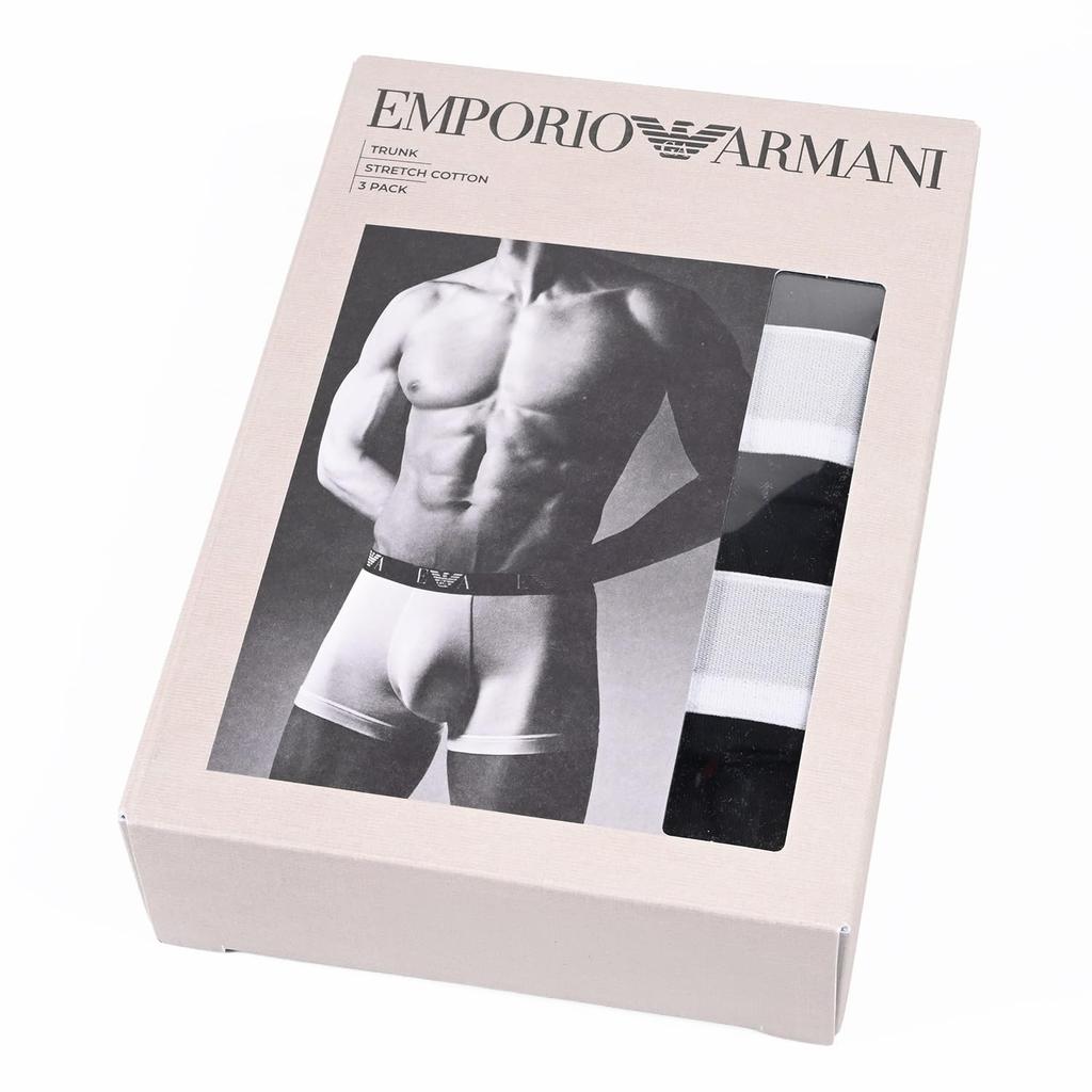 Мужские боксеры Emporio Armani, однотонные с логотипом-монограммой, 3 шт. в упаковке, размер L, черный/серый, EM000259 14131 MC061 L, Сделано в Италии [Параллельный импорт]