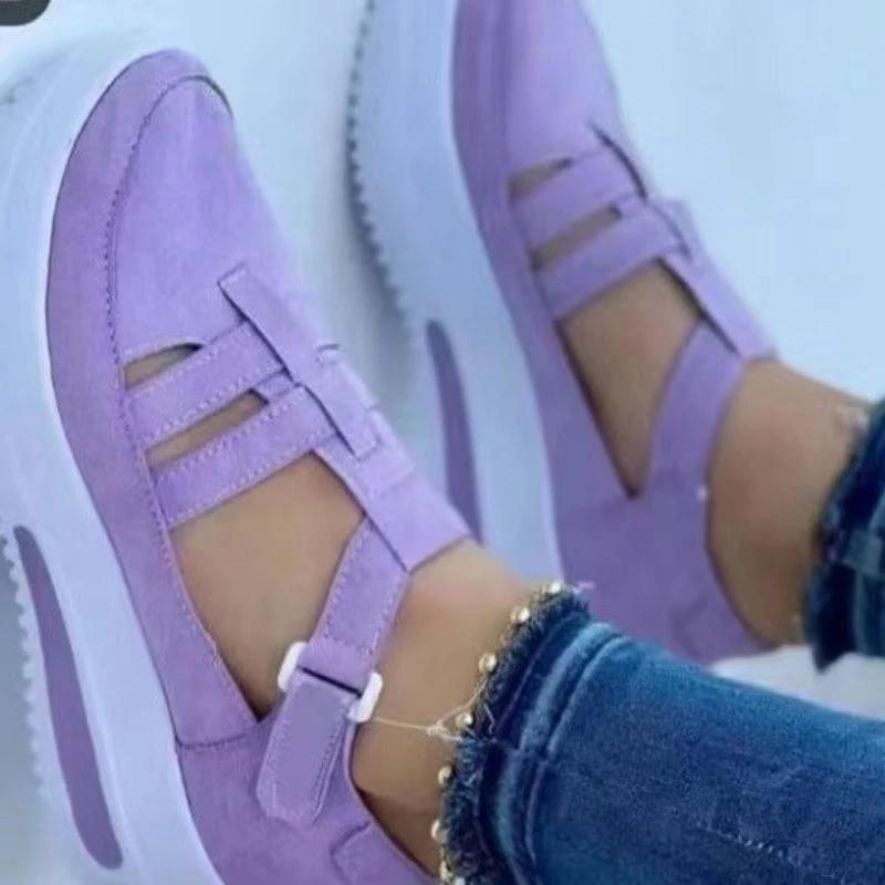 Новая летняя женская повседневная спортивная обувь с дышащей сеткой на танкетке, женские нескользящие вулканизированные сандалии, кроссовки на платформе, большие размеры 43