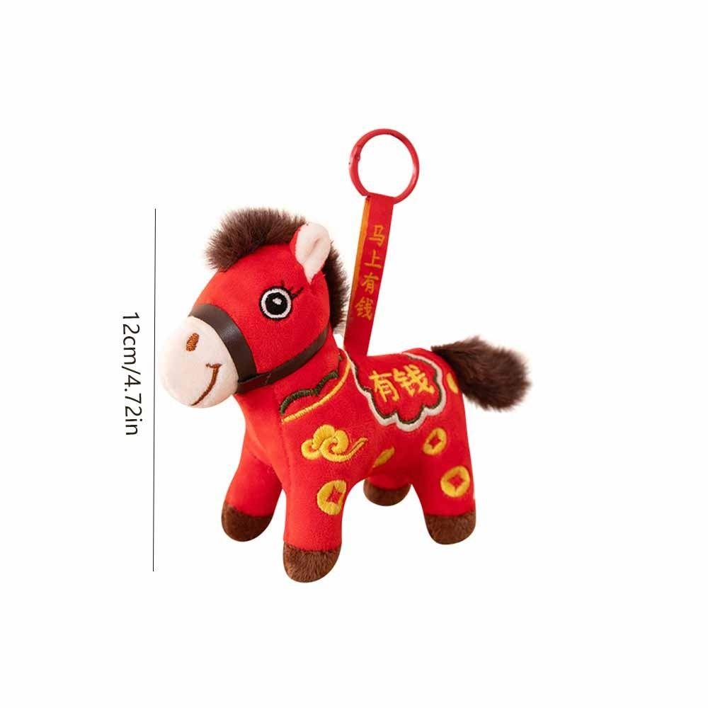 Red Color Plush Horse Keychain Plush Materia Zodiac Pony Figurine Horse Doll Pendant Bag Pendant