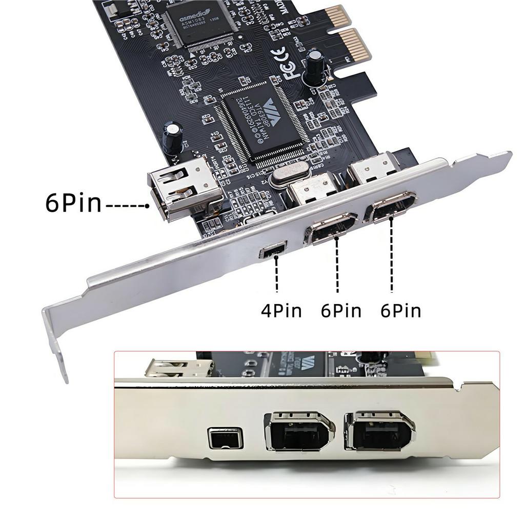 EP-053 IEEE 1394 to PCI-E Card 3x6Pin 1x4Pin Firewire 400 Adapter Card with Cable+Low Profile Bracket
