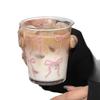 Drinkware Glass Cup Pink Bow Transparent Mug New Drinking Cup  Dessert
