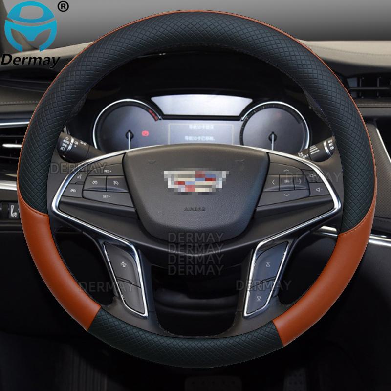 100% бренд DERMAY для Cadillac ATS XT4 XT5 XT6 CTS CT4 CT5 CT6 автомобильный чехол на руль из микрофибры кожаные автоаксессуары