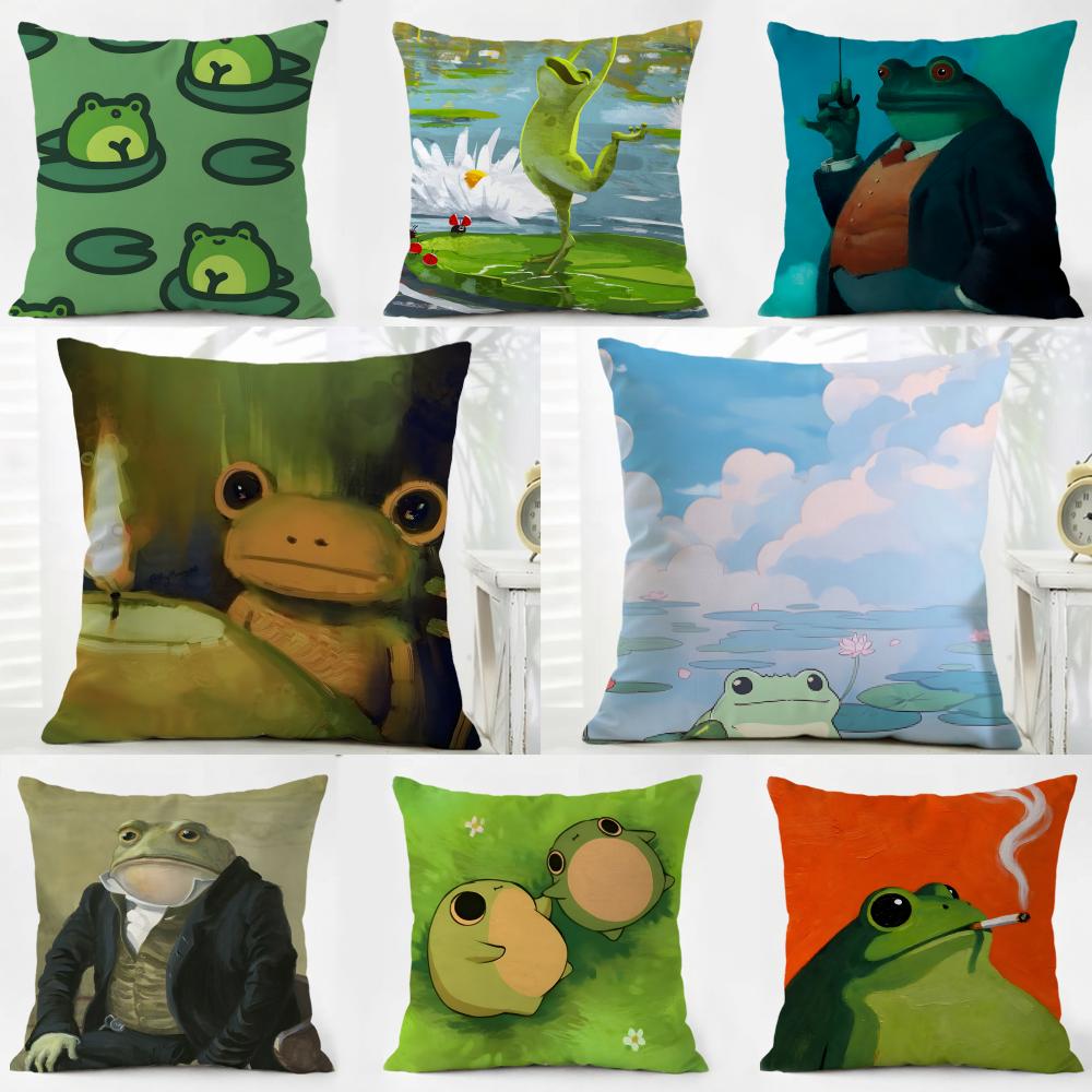 FFrog Aesthetic Cushion Cover Washable Linen Pillowcase Soft for Daily Sofa Bed Home Room Decor